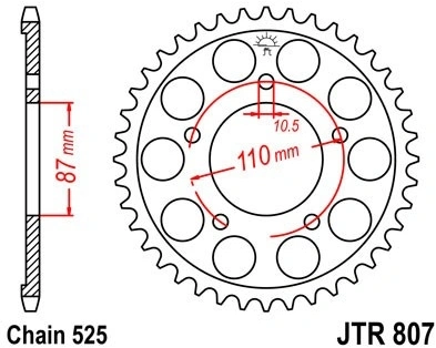 Řetězová rozeta JT JTR 807-48 48 zubů, 525 JTR807.48 727.61.99