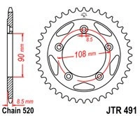Řetězová rozeta JT JTR 491-40 40 zubů, 520 JTR491.40 727.491-40